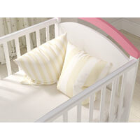 Pink Amie Cot with Drawer and Safety Wooden Barrier 120 x 60cm - Pink