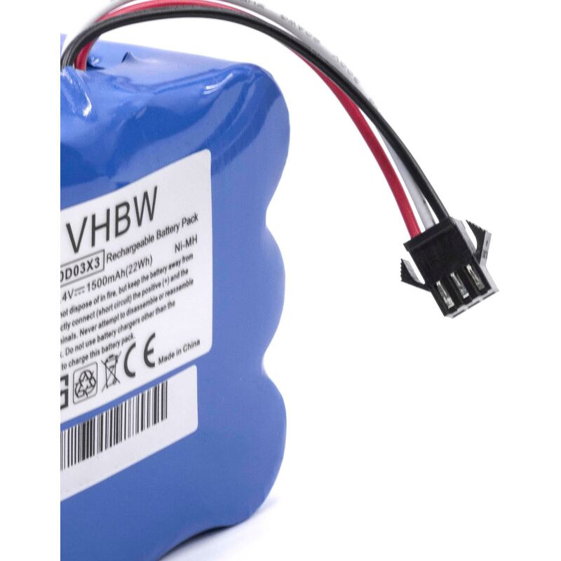 vhbw batteria sostituisce Klarstein NS3000D03X3, YX-NI-MH-022144-TN per  aspirapolvere (1500mAh, 14,4V, NiMH)