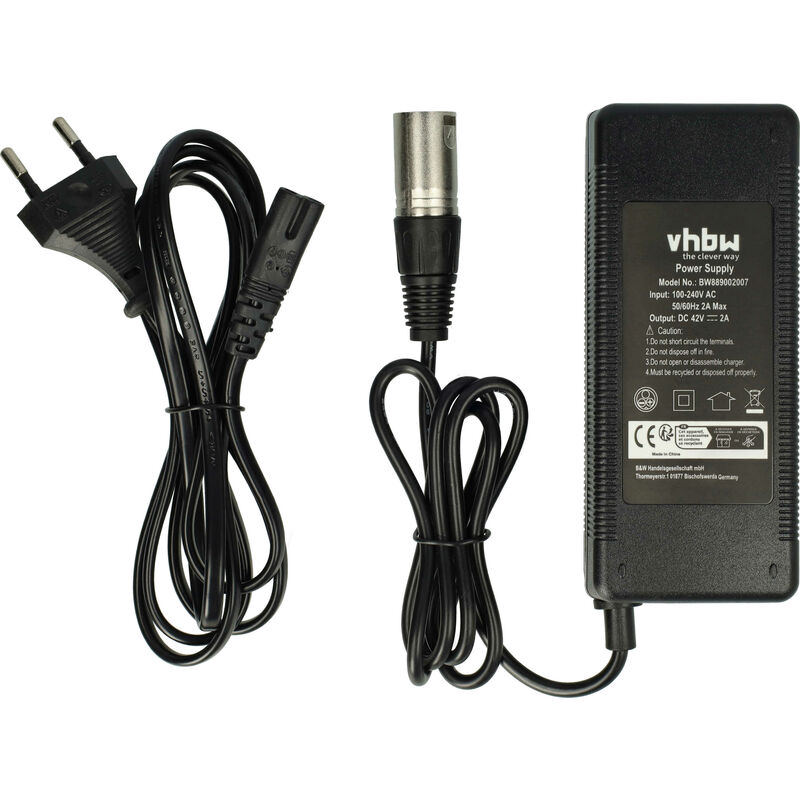 vhbw caricabatterie compatibile con Alu-Rex batterie, bici elettrica,  e-bike - Per batterie Li-Ion da 36 V, con attacco XLR, 84 W