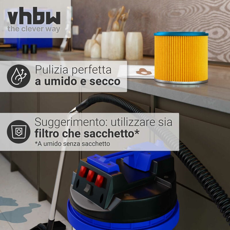 vhbw Filtro rotondo / a lamelle compatibile con aspirapolvere, aspirapolvere  multiuso Aqua Vac Max 18, 630, 7