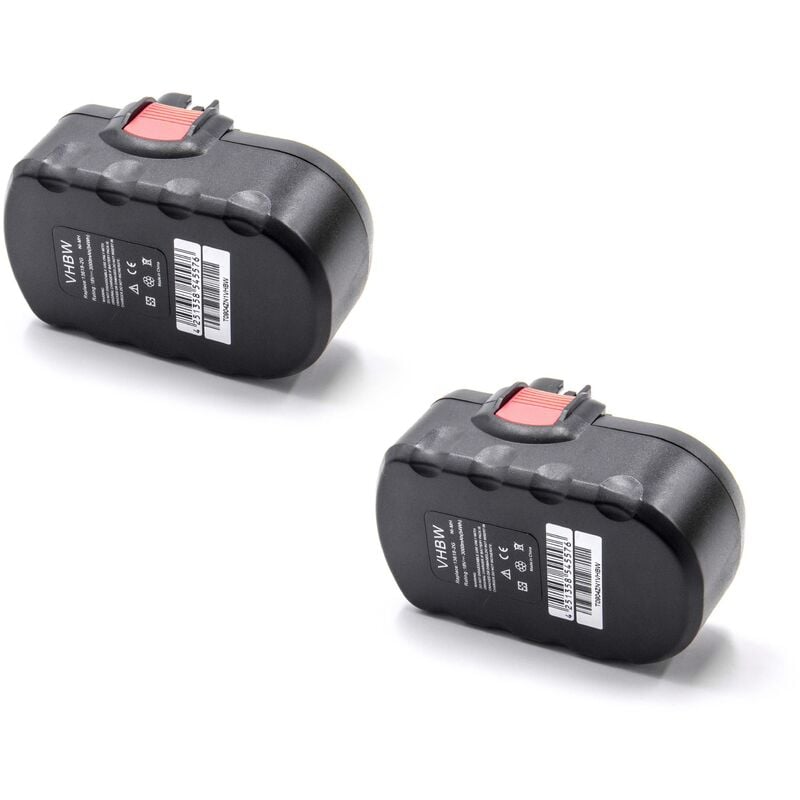 vhbw 2x NiMH batteria 3000mAh (18V) compatibile con strumenti attrezzi  utensili da lavoro sostituisce Bosch 2 607 335 266, 2 607 335 278, 2 607  335 536, 2 607 335 680