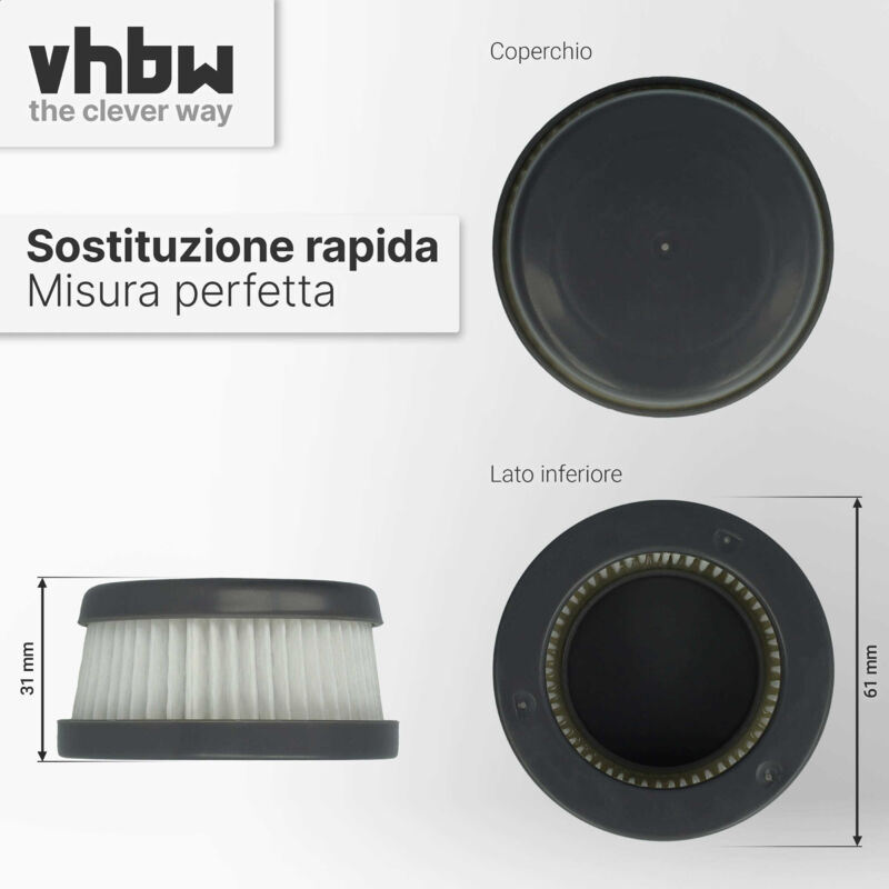 vhbw filtro a pieghe piatte sostituisce Black & Decker VFORB10 per  aspiratore umido/secco - cartuccia filtrante
