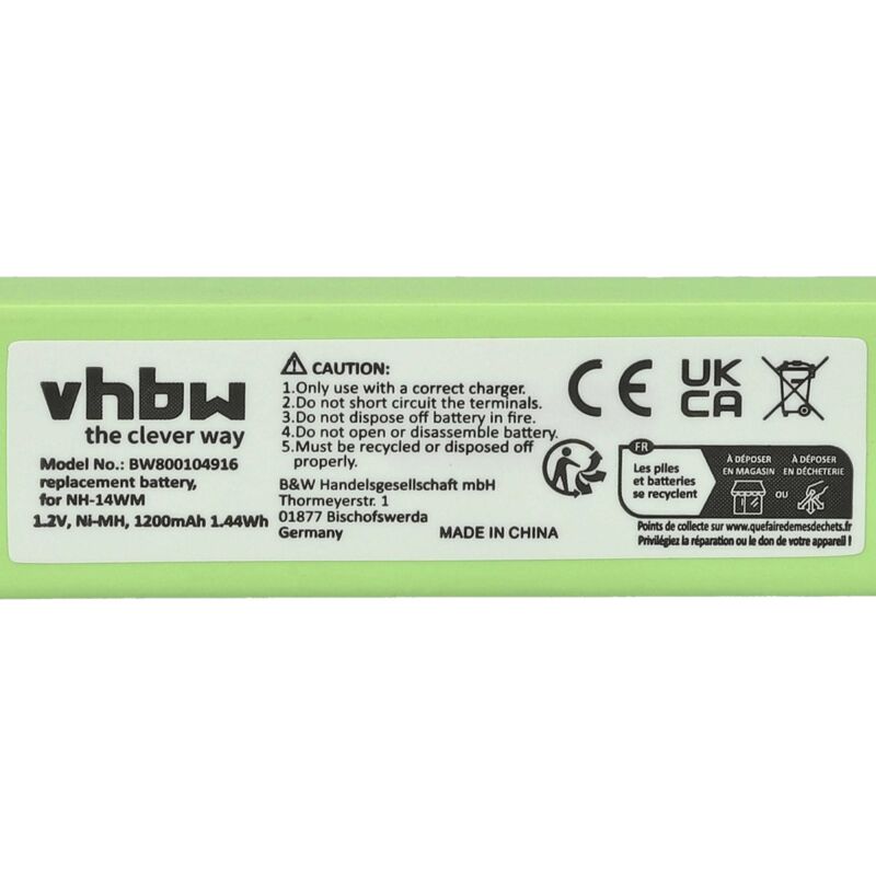 vhbw 5x celle batteria compatibile con JVC XM- PX50, P55, P55SL, PJ1, PX5, P2000 lettore CD/Minidisc (1100mAh, 1,2V, NiMH), button top, 7/5F6