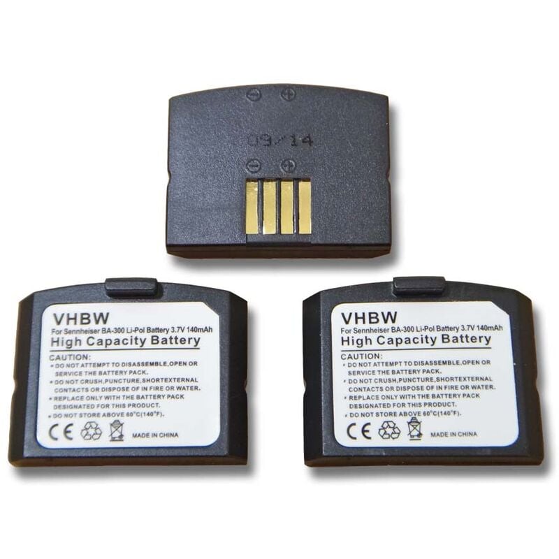 vhbw 3x batteria sostituisce Sennheiser NCI-PLS100H per auricolari cuffie  wireless (140mAh, 3,7V, Li-Poly)