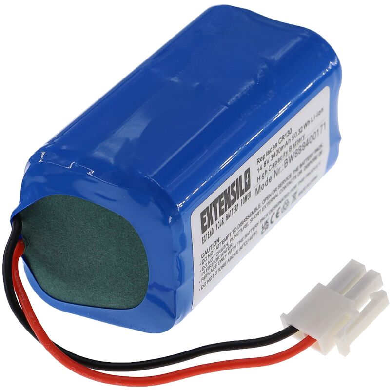 EXTENSILO batteria compatibile con iLife A4 3400mAh, 14,8V, Li-Ion A6 V7 X620 aspirapolvere home cleaner V7s Pro V7s Plus A4s 