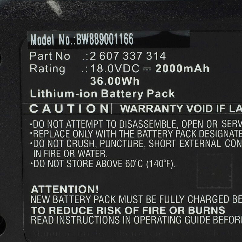 Vhbw batteria compatibile con Bosch UniversalVac 18 utensile elettrico,  aspirapolvere (2000 mAh, Li-Ion, 18 V)