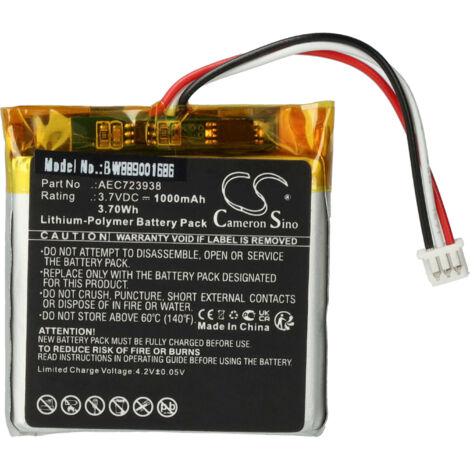 vhbw batteria sostituisce Bang & Olufsen AEC723938 per auricolari cuffie wireless (1000mAh, 3,7V, Li-Poly) (1/5)