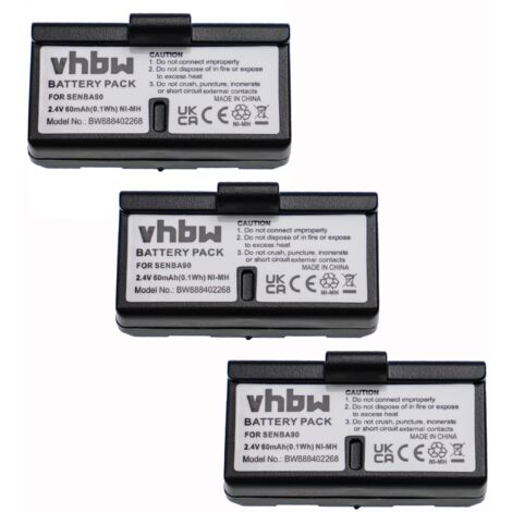 vhbw 3x batteria compatibile con Sennheiser SET 200, SET 100 J, IS 550 auricolari  cuffie wireless (60mAh, 2,4V, NiMH)