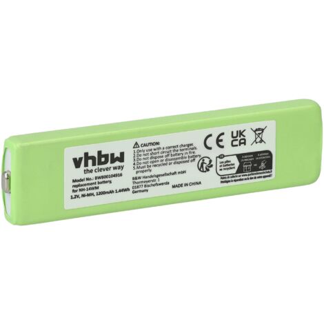 Batteria Ricaricabile Vhbw Per Sony NH-14WM – 1200mAh NiMH 1,2V Per Lettori MP3, Videogiochi E Dispositivi Portatili