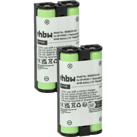 vhbw 2x batteria sostituisce Sony BP-HP800-11 per auricolari cuffie wireless (700mAh, 2,4V, NiMH)