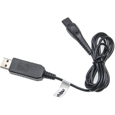 vhbw cavo di ricarica USB compatibile con Philips HQ7310, HQ7320, HQ7340, HQ7360, HQ7390, HQ7414, HQ7415 rasoio - Cavo di rete, 100 cm, nero (1/2)