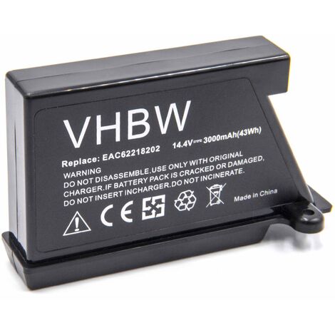 vhbw batteria compatibile con LG HOM-BOT VR65710LVMP, VR65713LVM, VR65715LVM aspirapolvere nero (2600mAh, 14,4V, Li-Ion