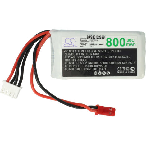 Vhbw batteria con SM-2P per modellismo per es. macchine da corsa, elicotteri, aerei (350mAh, 3,7V, Li-Poly, 37 x 19 x 8 mm) | Leroy Merlin
