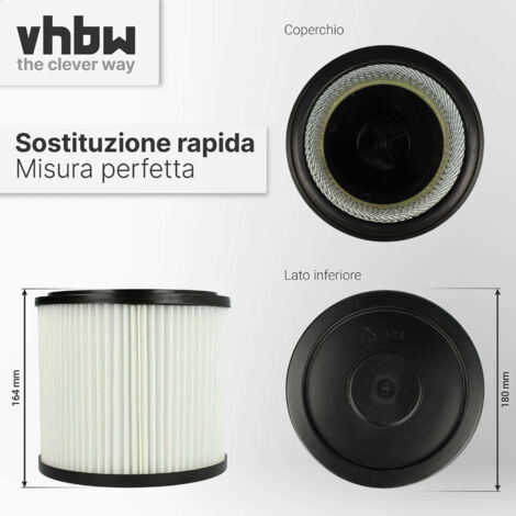 Vhbw 2x Filtri A Cartuccia Pieghettati Per Aspirapolvere Parkside PNTS 30/8 E - Bianco, 16,5x14,5 Cm