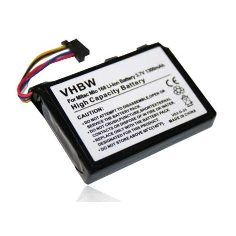 vhbw 1x batteria sostituisce Mitac Mio E3MIO2135211 per navigatore GPS (1300mAh, 3,7V, Li-Ion)