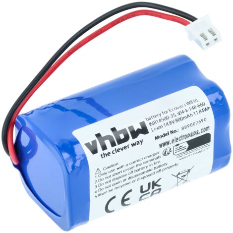 Batteria di ricambio adatta per Ecovacs Winbot W830, Winbot W850, Winbot W930, Winbot W950 14500 S41PJ, S04 LI 148 650  44