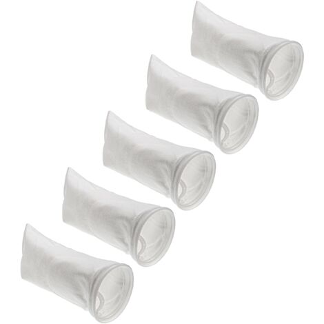 vhbw 5x calza filtrante universale compatibile con acquari, piscine, skimmer - Sacchetto filtrante, polietilene, 18 x 45 cm, 100 micron, bianco