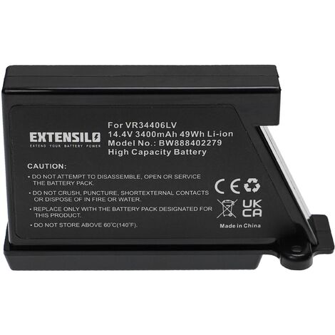EXTENSILO batteria sostituisce LG EAC60766108, EAC60766109, EAC60766110,  EAC60766111 per aspirapolvere home cleaner (3400mAh, 14,4V, Li