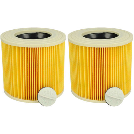 vhbw set da 2x filtro a pieghe piatte compatibile con Kärcher A 2224, A 2204 AF, A 2206 X aspiratore umido/secco - Cartuccia filtrante, giallo (1/5)
