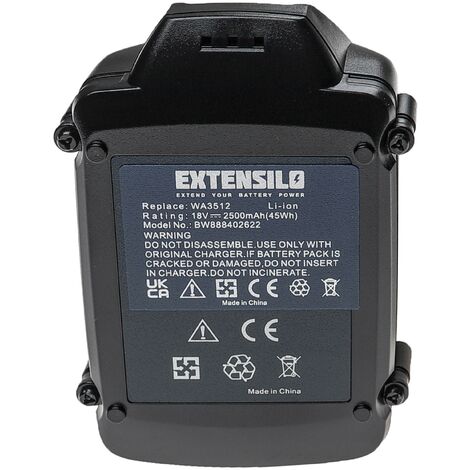 EXTENSILO 3x batteria compatibile con Rockwell RK1807K2, RK1808K2,  RK1809K2, RK2701K, RK2800 attrezzo da lavoro (2500 mAh