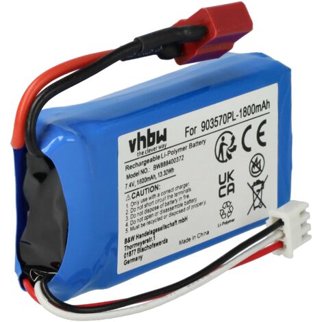 Vhbw Batteria Li-Po 2200mAh 7.4V Con Connettore Banana 3.5mm Per Modellismo RC – 2S 15C, 84x35x19mm