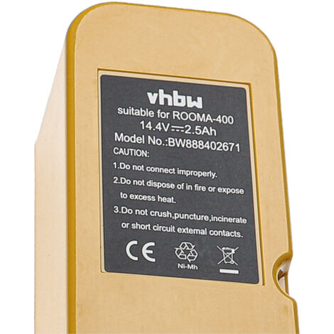 vhbw batteria compatibile con iRobot Roomba 4275, 4299, 4300, 4250, 4260,  4270, 4290, 4296, 440, 4320, 4330 home cleaner (2500mAh, 14,4V, NiMH)