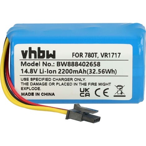 vhbw batteria compatibile con Proscenic Cocoa Smart 780T, 790T  aspirapolvere home cleaner (2600mAh, 14,8V, Li-Ion)