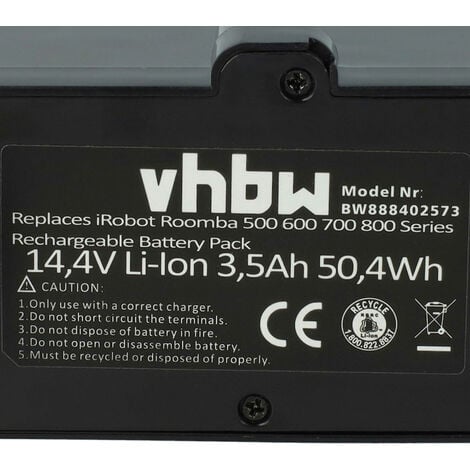 vhbw batteria compatibile con iRobot Roomba Series 600, Series 800, Series  900 aspirapolvere (3500mAh, 14,4V, Li-Ion)