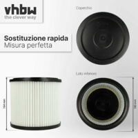 Vhbw Filtro A Pieghe Piatte Per Aspiratore ShopVac Pro 30 PW, 1300 Inox, 1300, 30, Super 30 - Lavabile