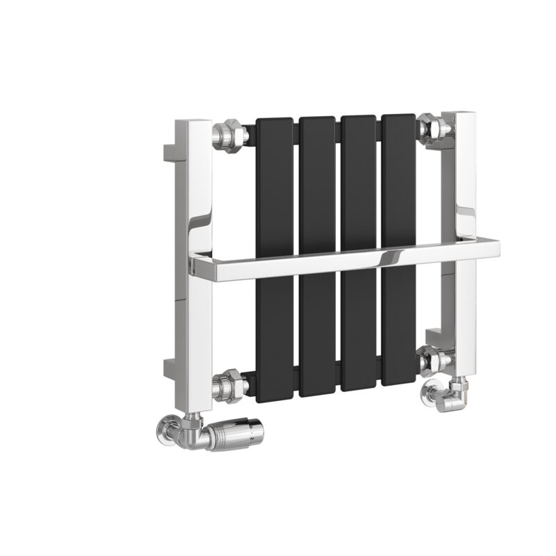 Reina Ashen Designer Radiator Towel Rail 400mm H x 490mm W - Black