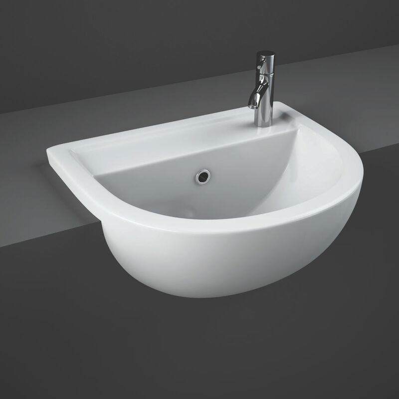 RAK Compact Semi Recessed Basin 450mm Wide Right Left Hand Tap Hole 