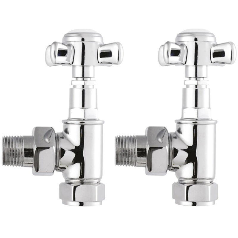 Hudson Reed Victorian Crosshead Angled Radiator Valves Pair - Chrome