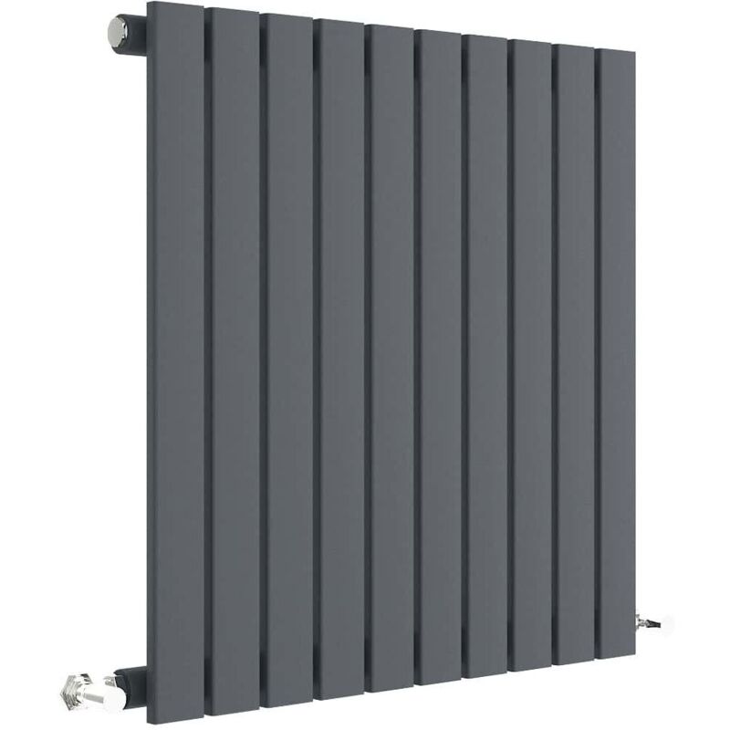 Hudson Reed Sloane Single Designer Horizontal Radiator 600mm H x 586mm W -  Anthracite