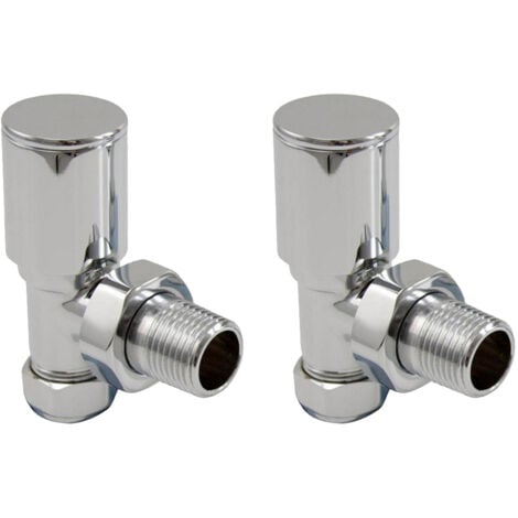 Heatwave Round Angled Radiator Valves Pair - Chrome