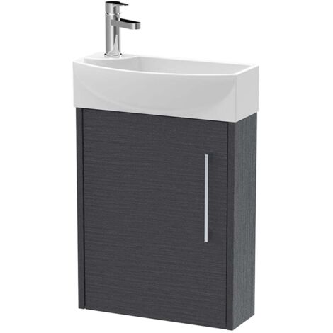 Hudson Reed Juno Compact RH Wall Hung Vanity Unit and Basin 440mm Wide - Graphite Grey (1/5)