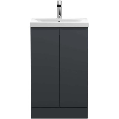 Hudson Reed Urban Floor Standing 2-Door Vanity Unit with Basin-1 500mm Wide - Satin Anthracite