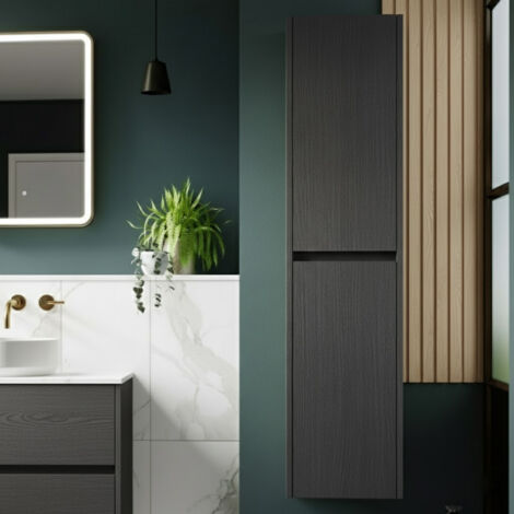 Nuie Havana Graphite Grey Woodgrain 1433mm x 350mm Tall Wall Hung Storage Unit - NPH2262 (1/4)