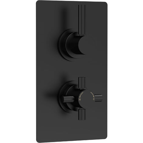 Hudson Reed Tec Pura Concealed Shower Valve Dual Handle - Matt Black (1/2)