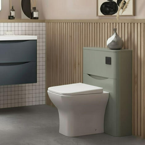 Nuie Lunar Back to Wall WC Toilet Unit 550mm Wide - Satin Green