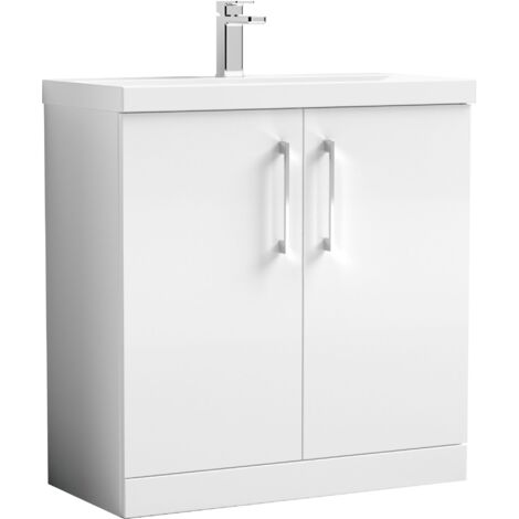 Nuie Arno Floor Standing 2-Door Vanity Unit with Basin-3 800mm Wide - Gloss White (1/5)