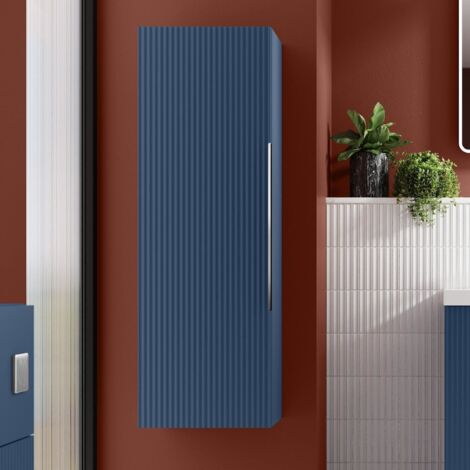 Bathroom 1200mm Wall Hung Tall Cabinet Cupboard Furniture Storage Tallboy Blue (1/4)