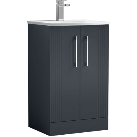 Nuie Deco Floor Standing 2-Door Vanity Unit with Basin-4 500mm Wide - Satin Anthracite (1/5)