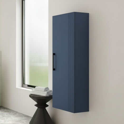Nuie Deco Wall Hung 1-Door Tall Unit 400mm Wide - Satin Blue (1/5)