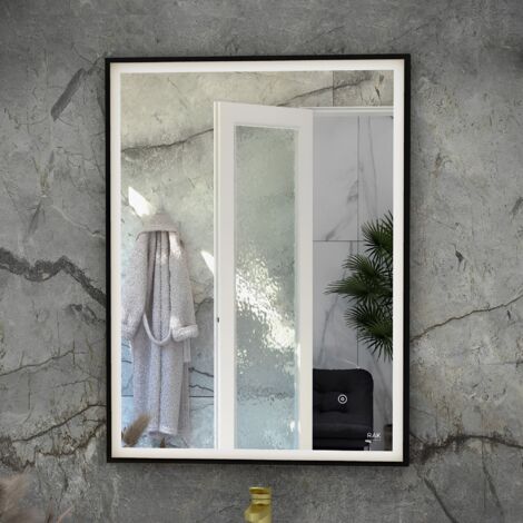 RAK Art Matt Black 500mm x 700mm Square LED Mirror - RAKARTSQMB5001 (1/2)