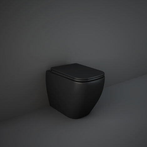 Rak Feeling Rimless Back To Wall Toilet Mm Projection With Soft Close Seat Matt Black