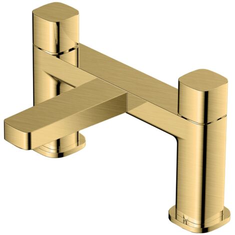 RAK Petit Square Brushed Gold Deck Mounted Bath Filler Tap - RAKPES3004G (1/2)