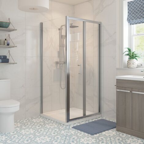 Signature Verve Bi-Fold Door Square Shower Enclosure 700mm x 700mm - 5mm Glass (1/2)