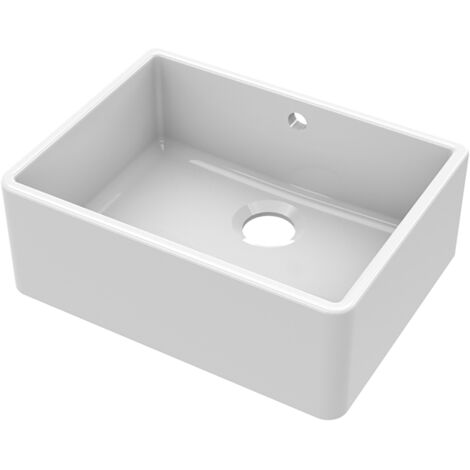 Nuie Butler Fireclay Kitchen Sink with Overflow 1.0 Bowl 595mm L x 450mm W - White (1/2)