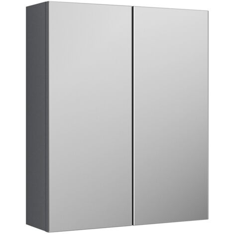Nuie Arno Satin Grey 600mm 2 Door Mirrored Cabinet - OFF2217 (1/3)
