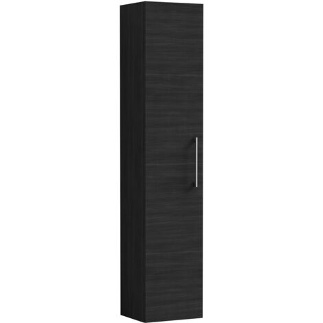 Nuie Arno Wall Hung 1-Door Tall Unit 300mm Wide - Black Woodgrain